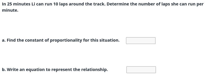 In 25 minutes Li can run 10 laps around the track. Determine the number of laps she-example-1