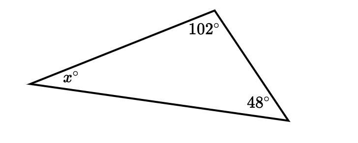 Find the value of x in the triangle shown below.-example-1