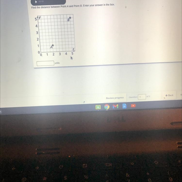 Find the distance between Point A and Point B. Enter your answer in the box sty B-example-1