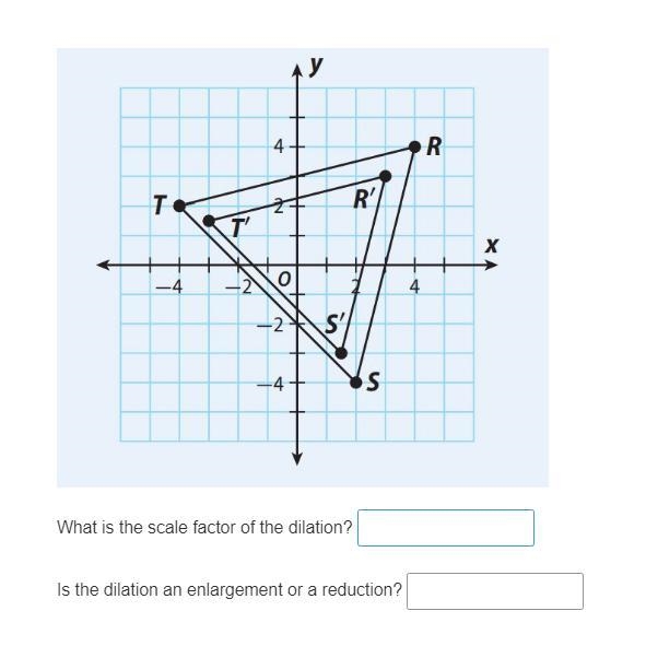 What is the scale factor of the dilation? Is the dilation an enlargement or a reduction-example-1