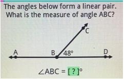 The angles below form a linear pair. What is the measure of angle ABC?-example-1