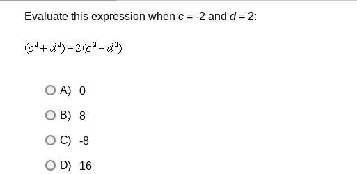 Evaluate this expression when c= -2 and d= 2:-example-1