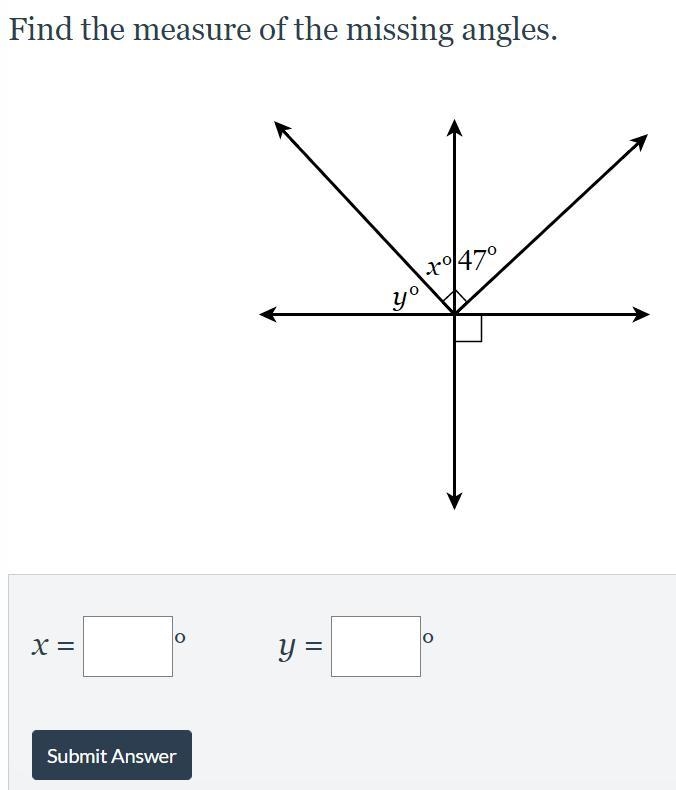 I NEED HELP REALLY FAST PLEASE! Find the measure of the missing angles.-example-1