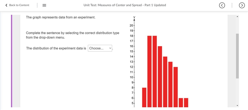 The graph represents data from an experiment. Complete the sentence by selecting the-example-2