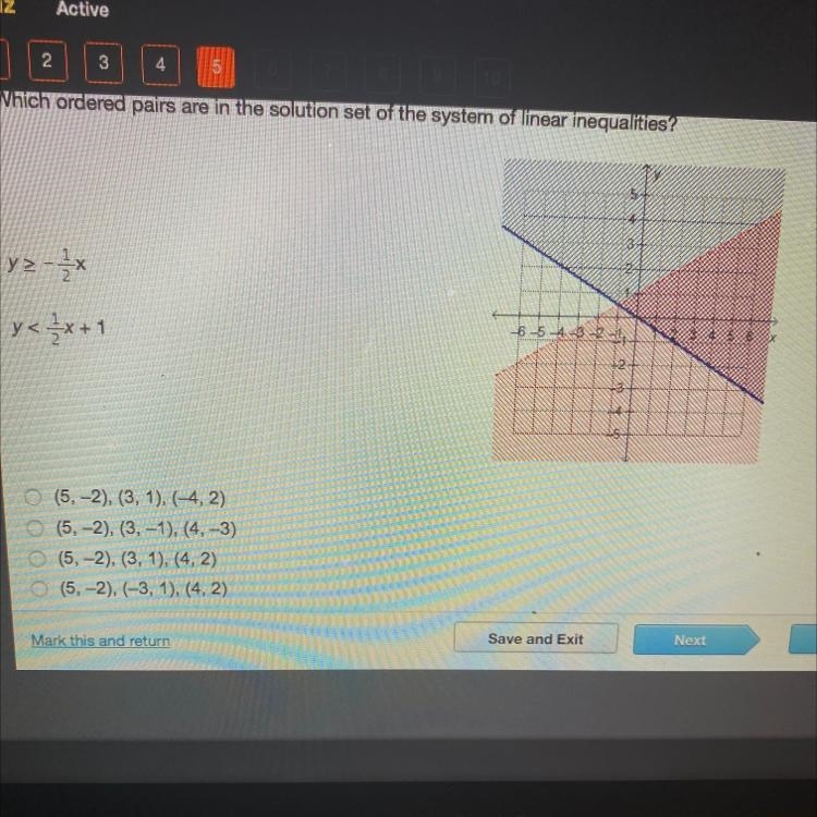 Which ordered pairs are in the solution set of the systern of linear inequalities-example-1