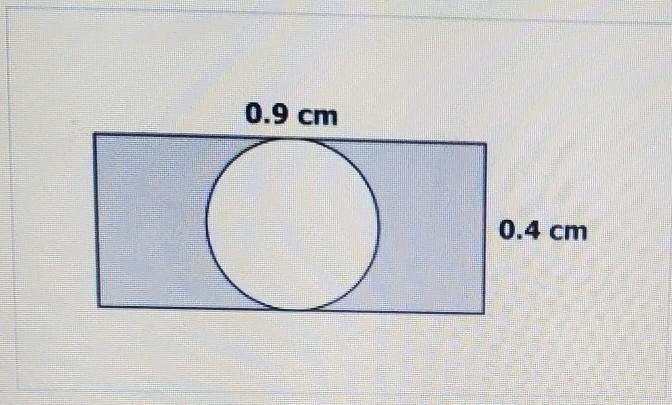 A rectangle as shown has a length of 0.9 centimeters and a width of 0.4 cm. A circle-example-1