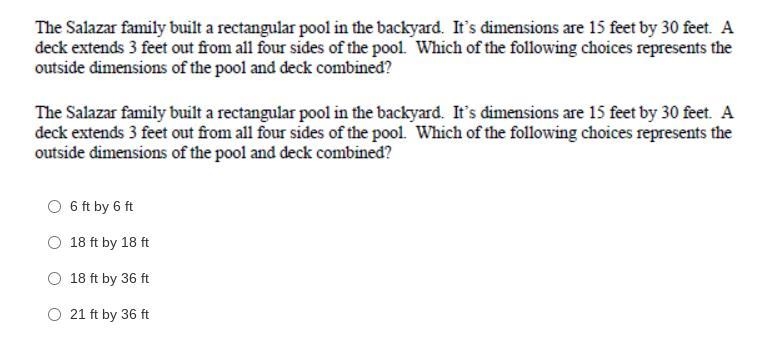 PLEASE HELP ME (THE ANSWER IS NOT THE FIRST ONE THAT ONE IS WRONG) (6ft by 6ft) SO-example-1