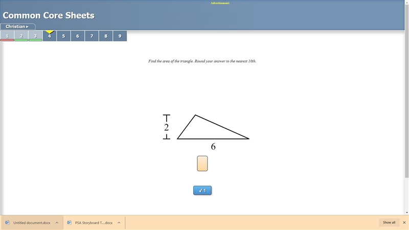 Find the area of the triangle. Round your answer to the nearest 10th. 6 2-example-1