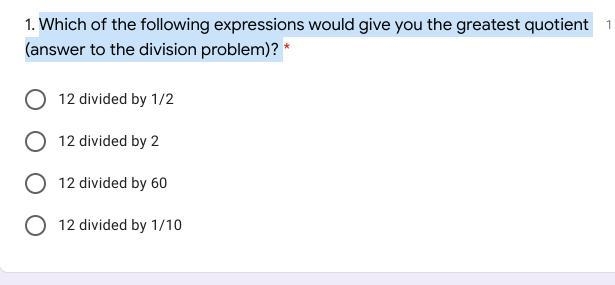 Which of the following expressions would give you the greatest quotient (answer to-example-1