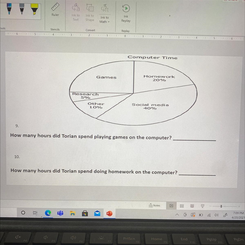 Explain how to solve the two questions from the circle graph and give the answer.-example-1