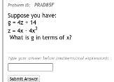 Suppose you have; g=4z+14 z=4x-42^2 what is g in terms of x-example-1