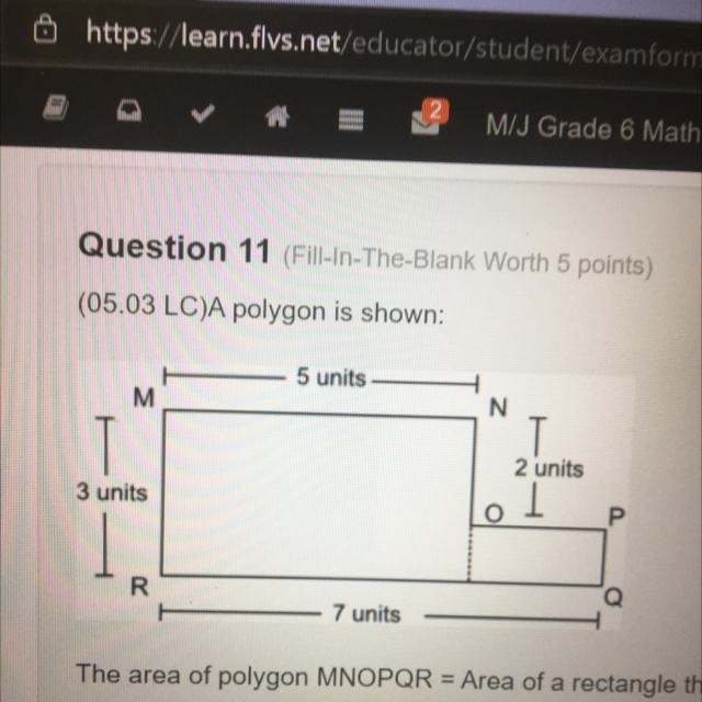 The area of polygon MNOPQR = Area of a rectangle that is 15 square units + Area of-example-1