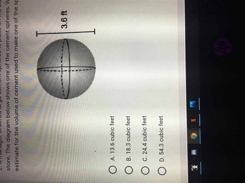 Help meee pleasee 2. A manager ordered large cement spheres to place on the sidewalk-example-1