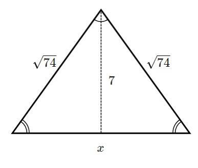 Find the value of x in the isosceles triangle shown below-example-1