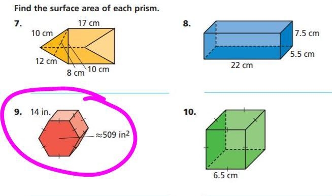 How do I solve the surface area of a hexagonal prism when the hexagon base has an-example-1