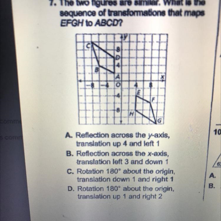 . The two figures are similar. What is the sequence of transformations that maps EFGH-example-1