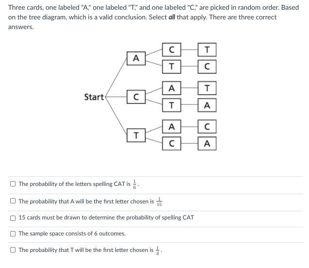 Three cards, one labeled "A," one labeled "T," and one labeled-example-1