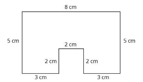 Here is the base of a prism. If the height of the prism is 5 cm, what is its surface-example-1