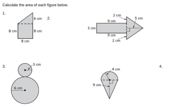 Calculate the area of each figure below. Calculate the area of the shaded region.-example-2