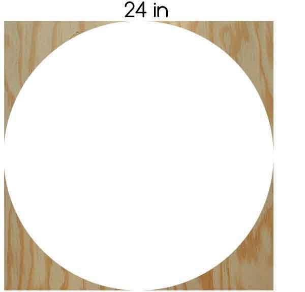 If the circle below is cut from the square of plywood below, how many square inches-example-1