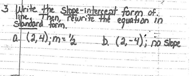 help!! i know that the equation for A is y=1/2x+3, but i need the standard form equation-example-1