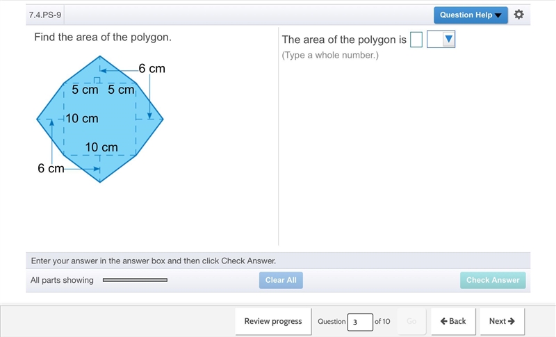 Help please I have to fine the area-example-1