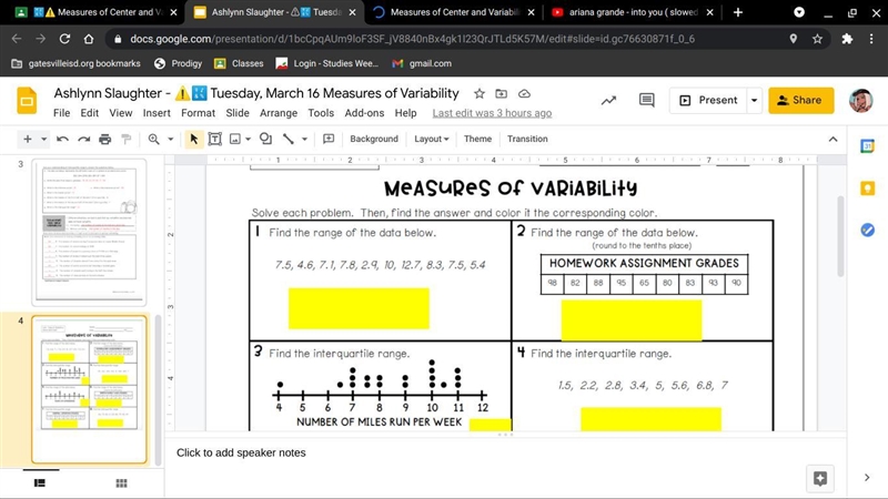 Measures of Center and Variability worksheet page 2-example-1