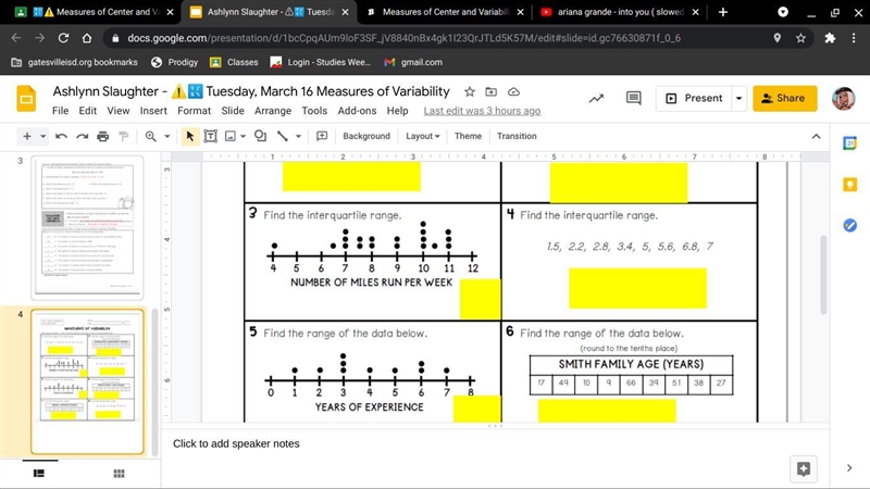 Measures of Center and Variability worksheet page 2-example-2