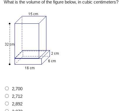 What is the volume of the figure below, in cubic centimeters? 2 rectangular prisms-example-1