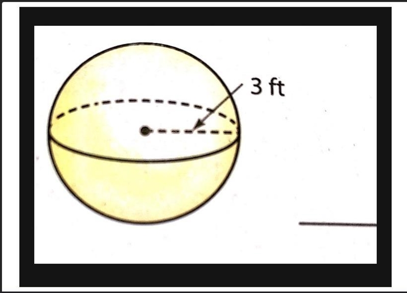 Can someone please help me with this? What is the volume of this sphere?-example-1