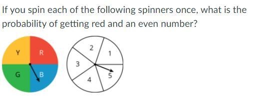 If you spin each of the following spinners once, what is the probability of getting-example-1