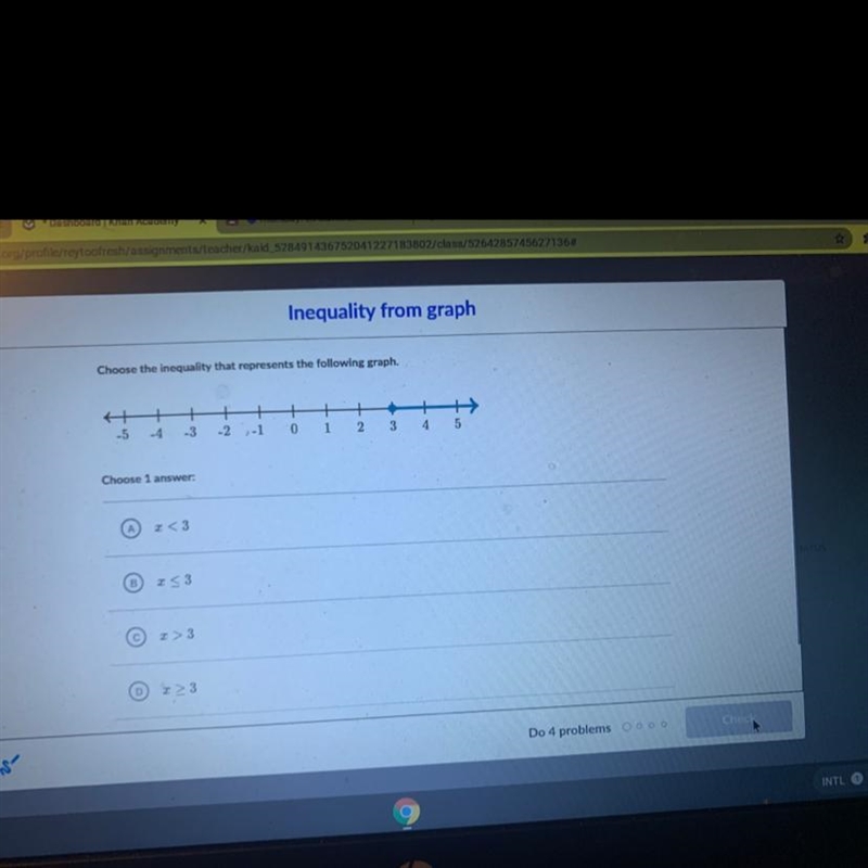 Choose the inequality that represents the following graph-example-1