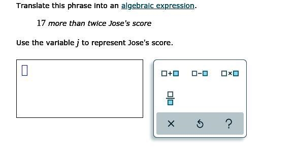 Pick the correct symbol. write the equation with the variable.-example-1