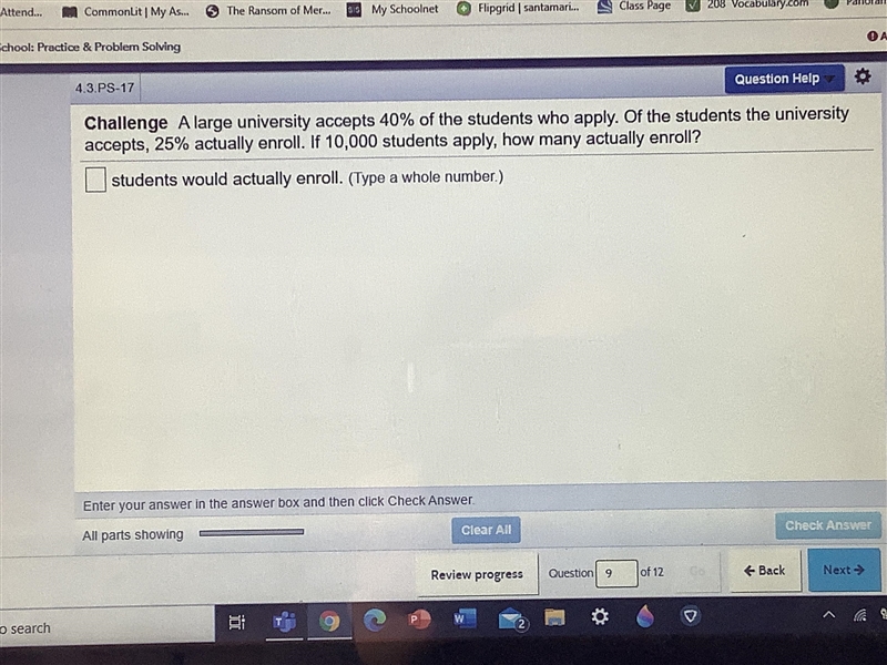 A large university accept 40% of the students who apply. Of the students the university-example-1