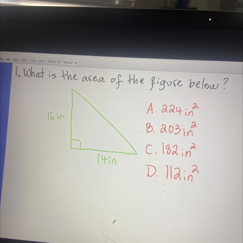 Find the area if the figure below-example-1