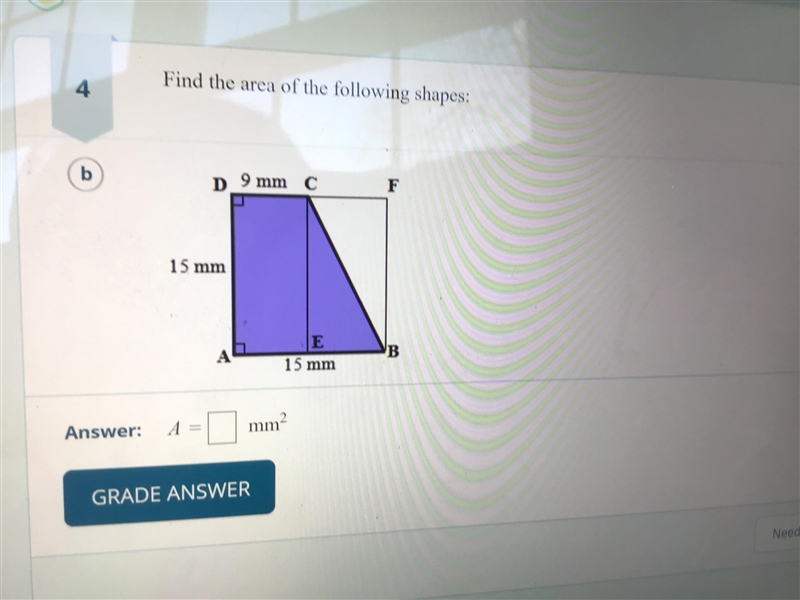 Find the area of the following shape-example-1