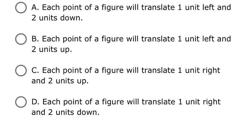 What does the algebraic representation ( x,y) > ( x - 1, y - 2) represent? the-example-1