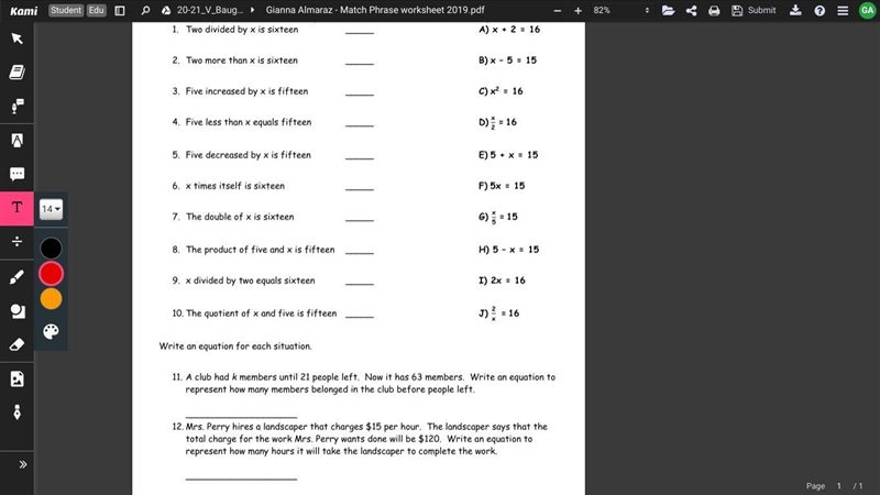 Please help 1. x= 26 1/4 (If you divide 105 by 4 you get the answer) 2. w=1.92 (subtract-example-1