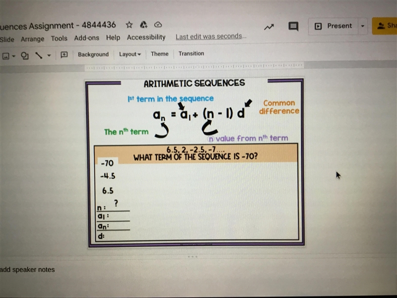 What term of the sequence is -70?-example-1