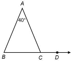 Triangle ABC is an isosceles triangle. What is the measure of ∠ACD? answers: 1. 40° 2. 70° 3. 110° 4. 140°-example-1