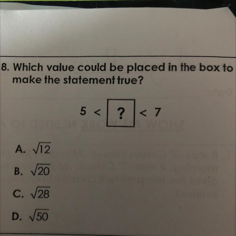 Which value could be placed in the box to make the statement true? Also please explain-example-1