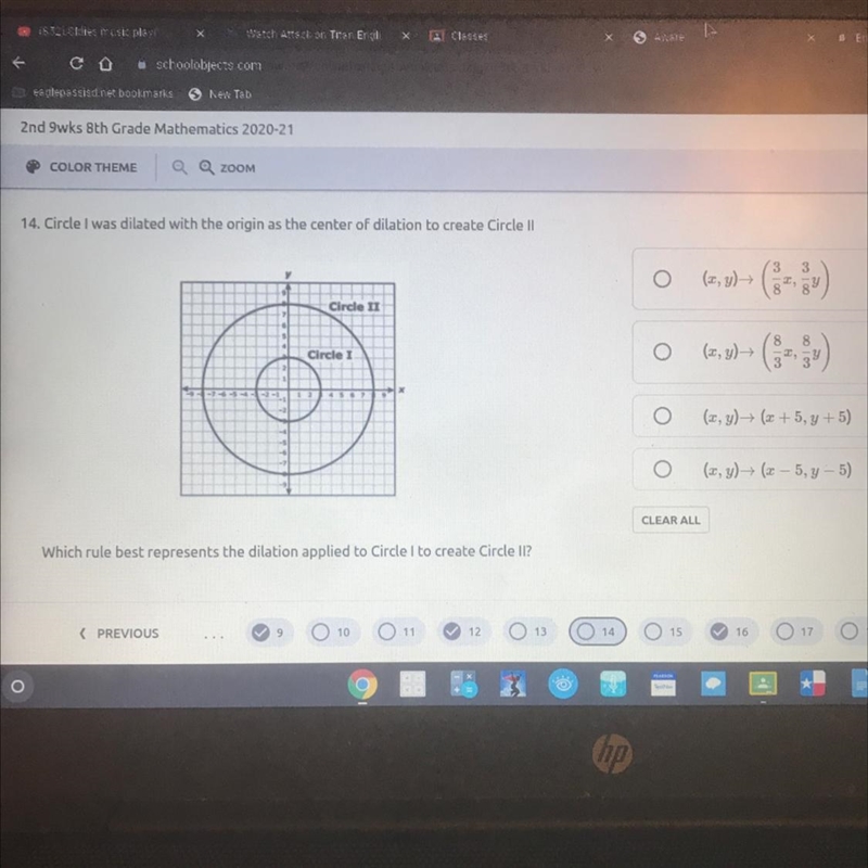 Which rule best represents the dilation applied to Circle I to create Circle II?-example-1