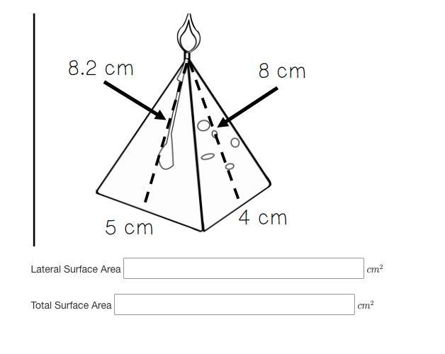 Determine the lateral and total surface area of the pyramid.-example-1