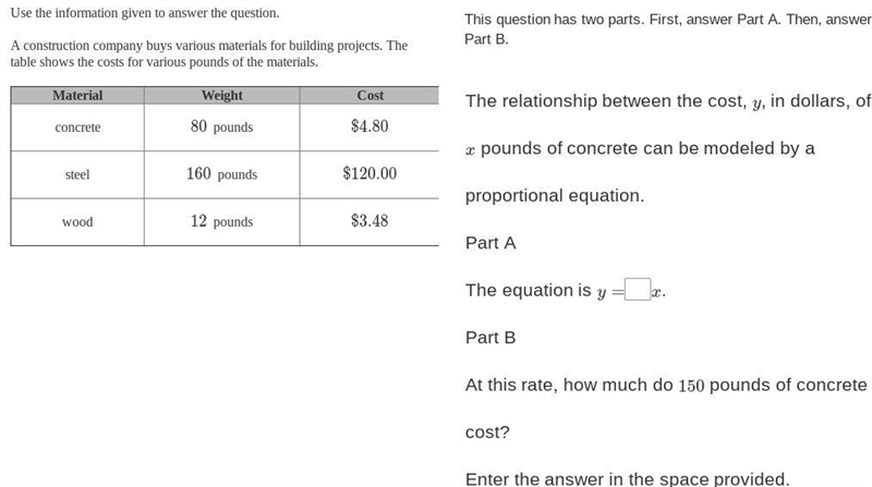 A construction company buys various materials for building projects. The table shows-example-1