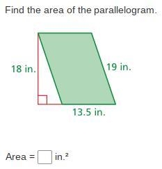 Find the area of the parallelogram.-example-1