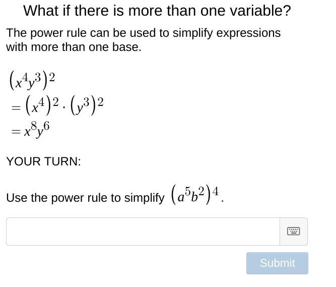 What if there is more than one variable? The power rule can be used to simplify expressions-example-1