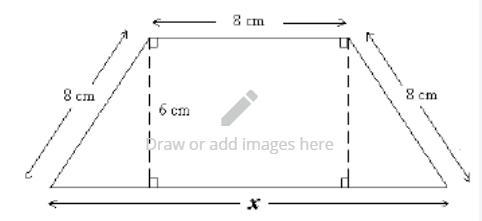 What is the base, x, of the isosceles trapezoid rounded to the nearest hundredth of-example-1