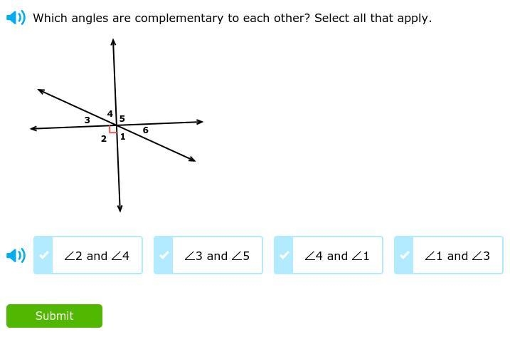 Which angles are complementary to each other select all that apply-example-1