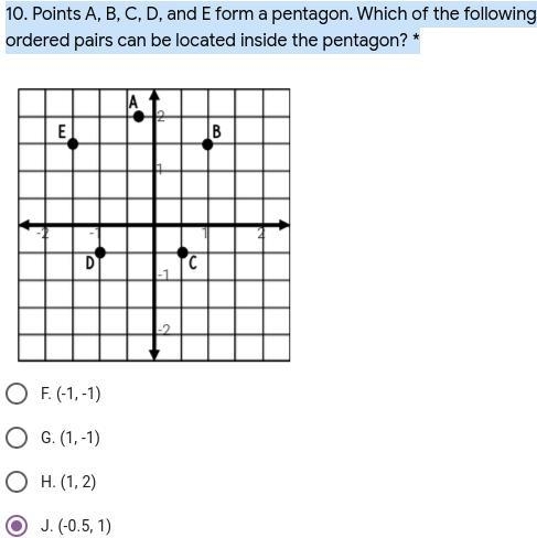 10. Points A, B, C, D, and E form a pentagon. Which of the following ordered pairs-example-1