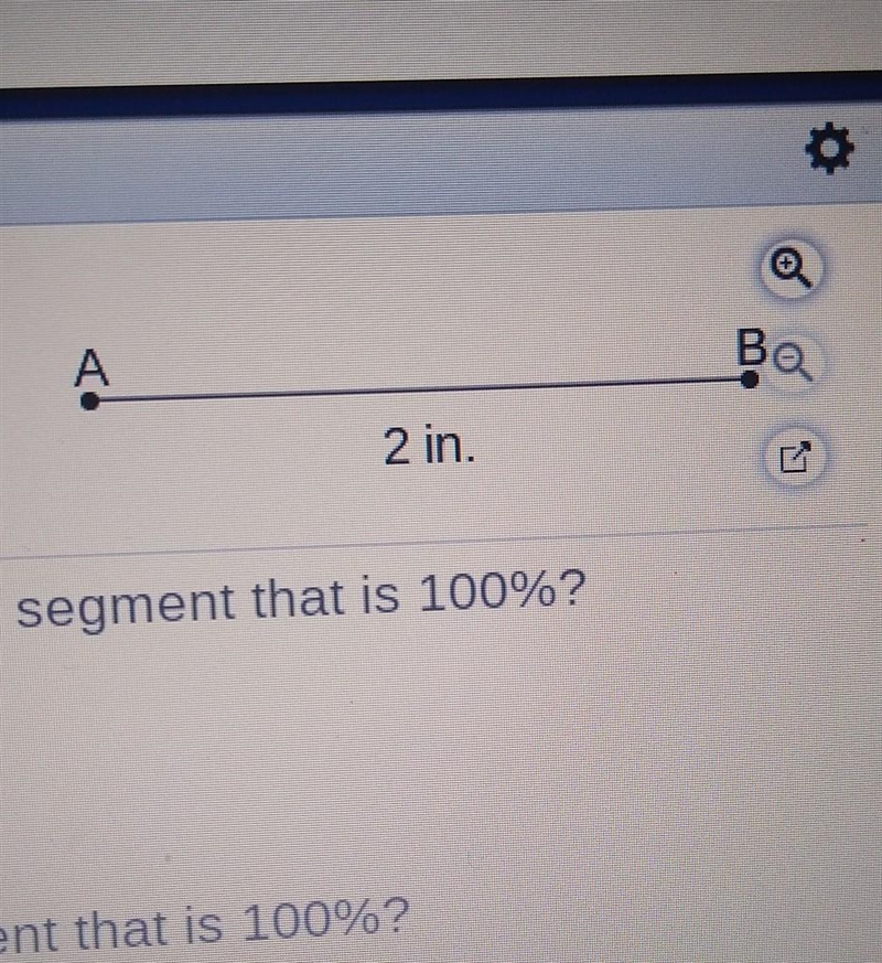 If line segment AB is 200%, what is the length of the line segment that is 100%? _______inch-example-1